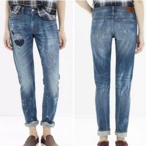Madewell The Slim Boyjean Rip and Repair Edition Distressed/Patched Size 24